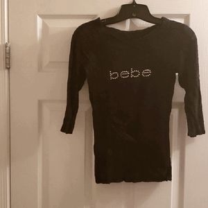 Bebe lightweight fuzzy sweater top (3/4 sleeves)